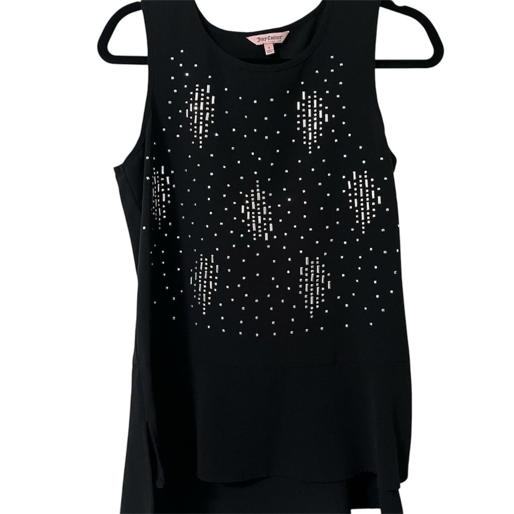 Juicy Couture Studded Black Tank Size Small Alight Stretch Bedazzeled